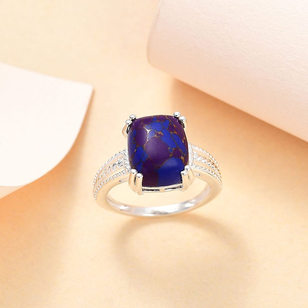 D'Joy Mojave Purple Turquoise 4.25 ctw Solitaire Ring in Sterling Silver (Size 11.0)  image number 4