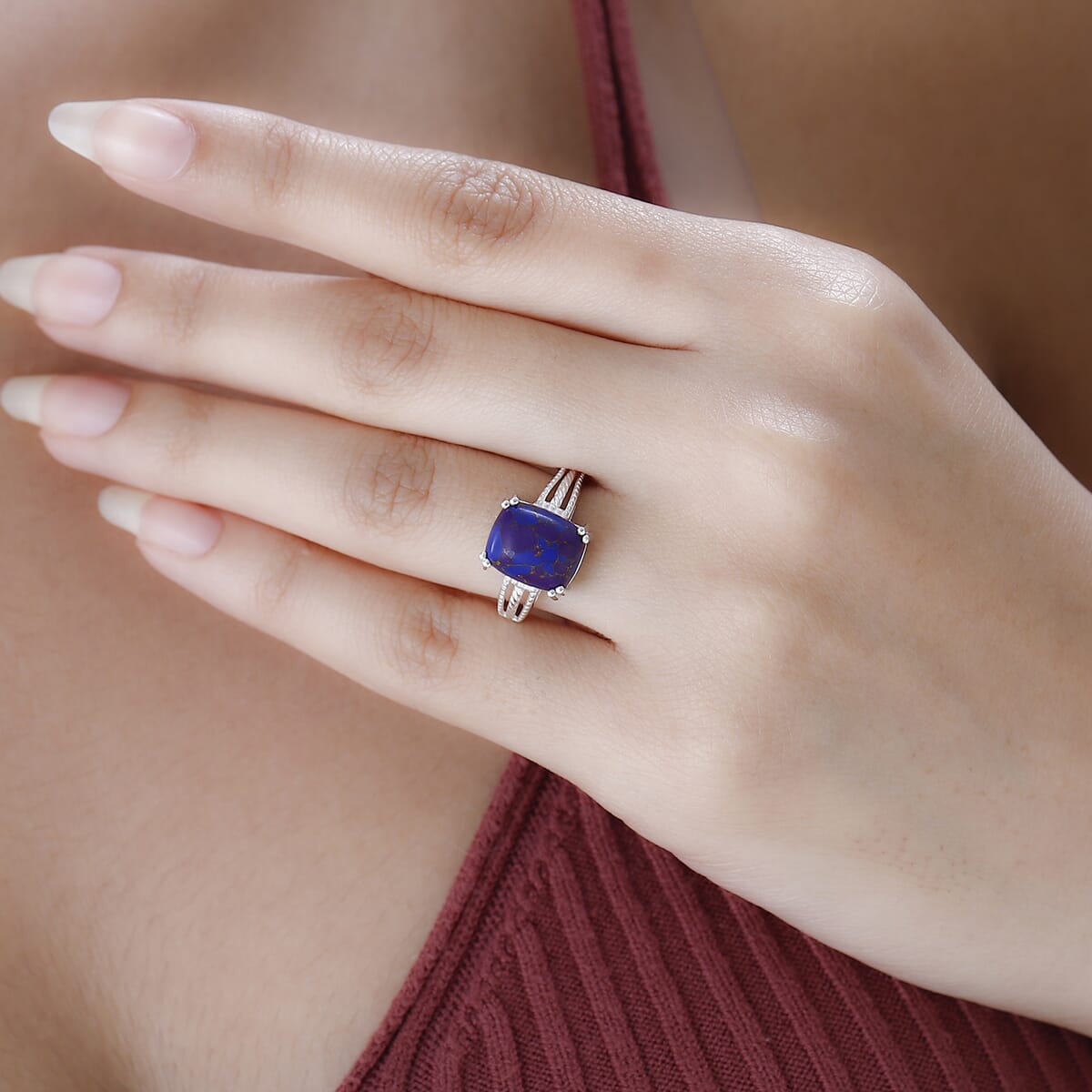 Mojave Purple Turquoise Solitaire Ring in Sterling Silver (Size 9.0) 4.25 ctw image number 1
