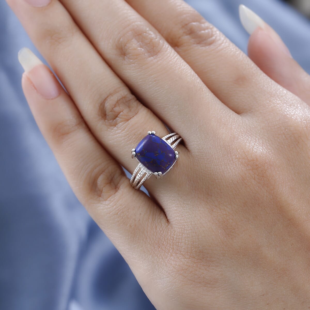 Mojave Purple Turquoise Solitaire Ring in Sterling Silver (Size 9.0) 4.25 ctw image number 2