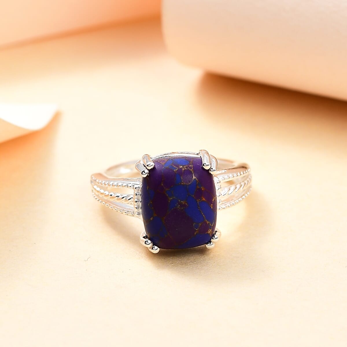 Mojave Purple Turquoise Solitaire Ring in Sterling Silver (Size 9.0) 4.25 ctw image number 3