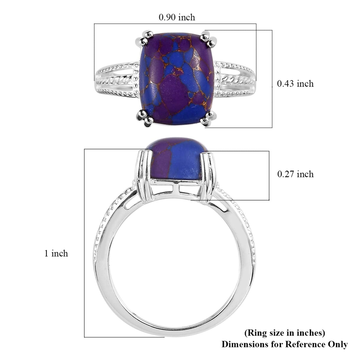 Mojave Purple Turquoise Solitaire Ring in Sterling Silver (Size 9.0) 4.25 ctw image number 7