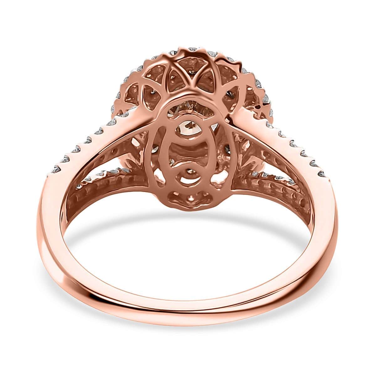Luxoro 14K Rose Gold Natural Champagne and White Diamond (I1-I2) Double Halo Ring (Size 10.0) 2.00 ctw image number 4