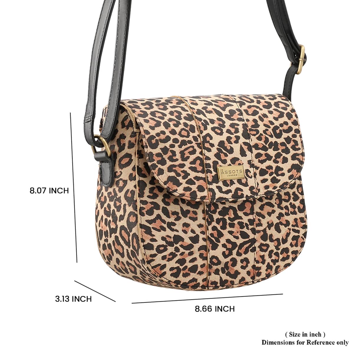 100% Genuine Leather Leopard Print Crossbody Sling Bag Size: 8.66(L)x8.07(H)x3.13(W) Inches Color: Brown image number 6