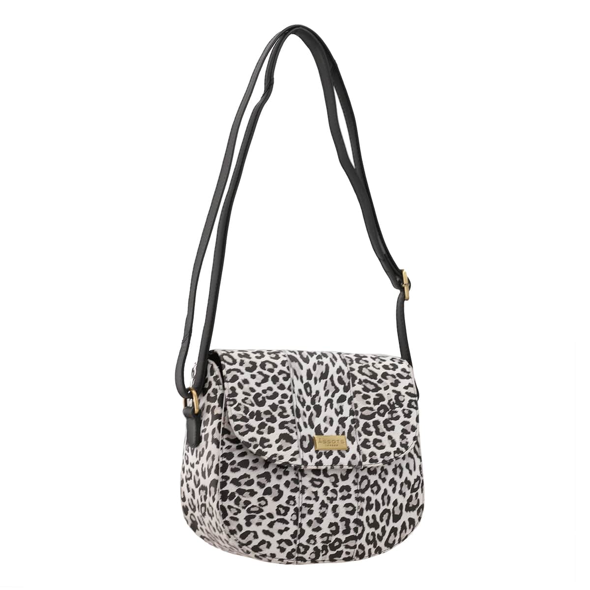 Assots London Black Leopard Print Genuine Leather Crossbody Sling Bag For Ladies With Adjustable Strap and Button Closure (8.66X8.07X3.13) image number 4