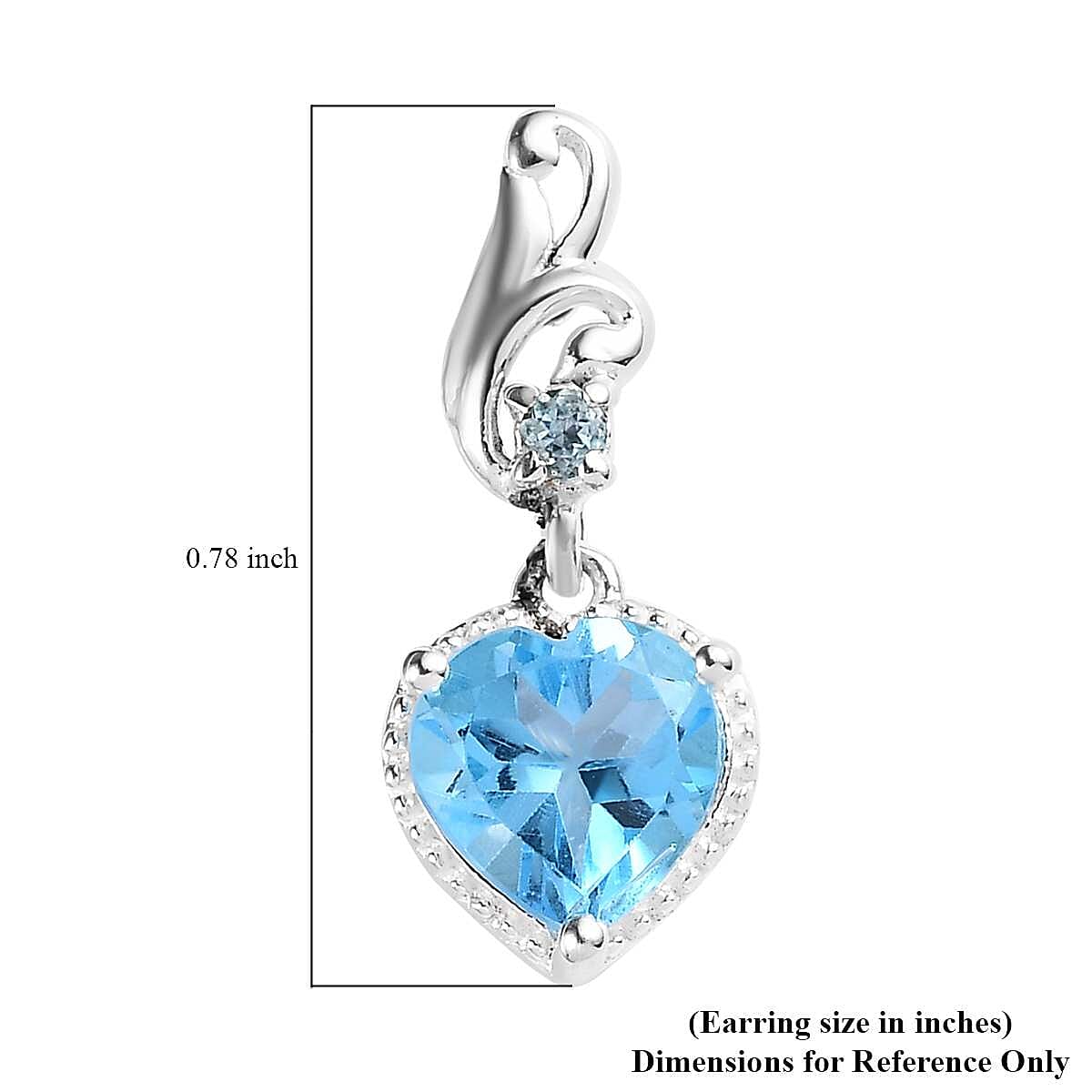 Blue Topaz Heart Dangling Earrings in Sterling Silver 3.15 ctw image number 6
