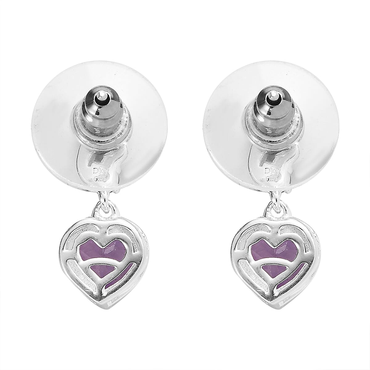 D'Joy Amethyst Heart Dangling Earrings in Sterling Silver 2.20 ctw image number 5