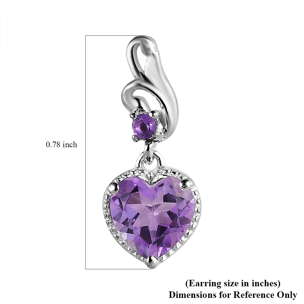 D'Joy Amethyst Heart Dangling Earrings in Sterling Silver 2.20 ctw image number 6