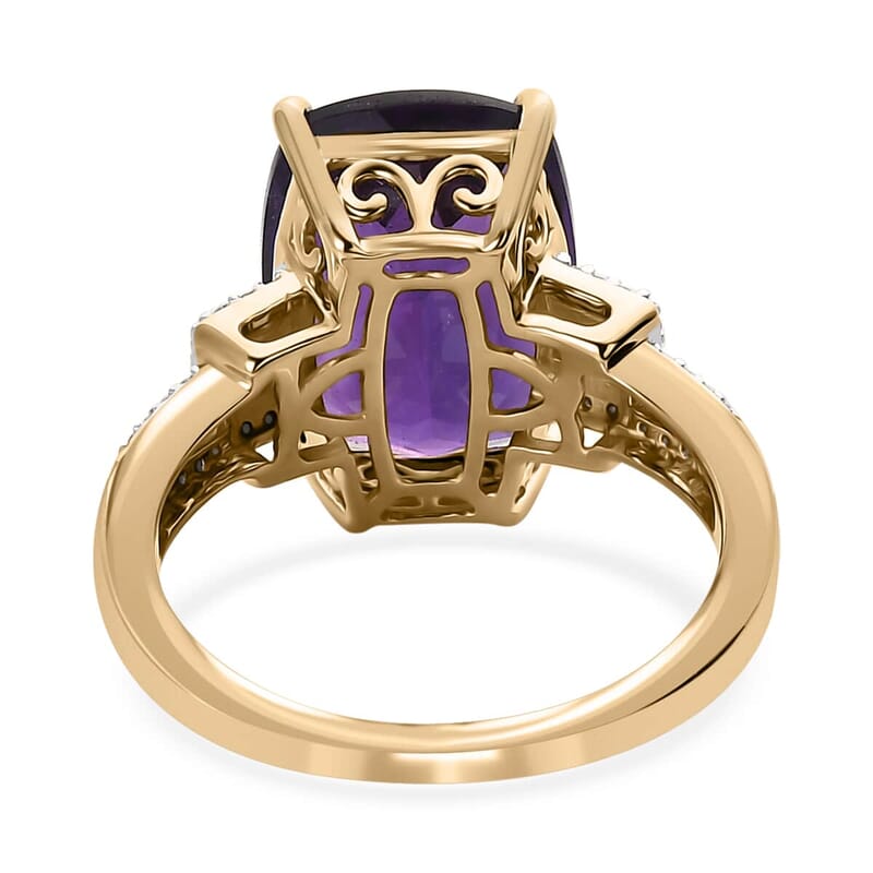 Luxoro 10K Yellow Gold AAA Zambian Amethyst and Moissanite Ring (Size 10.0) 6.70 ctw