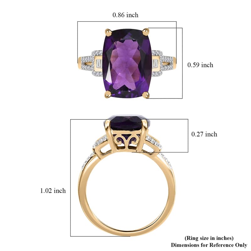 Luxoro 10K Yellow Gold AAA Zambian Amethyst and Moissanite Ring (Size 10.0) 6.70 ctw