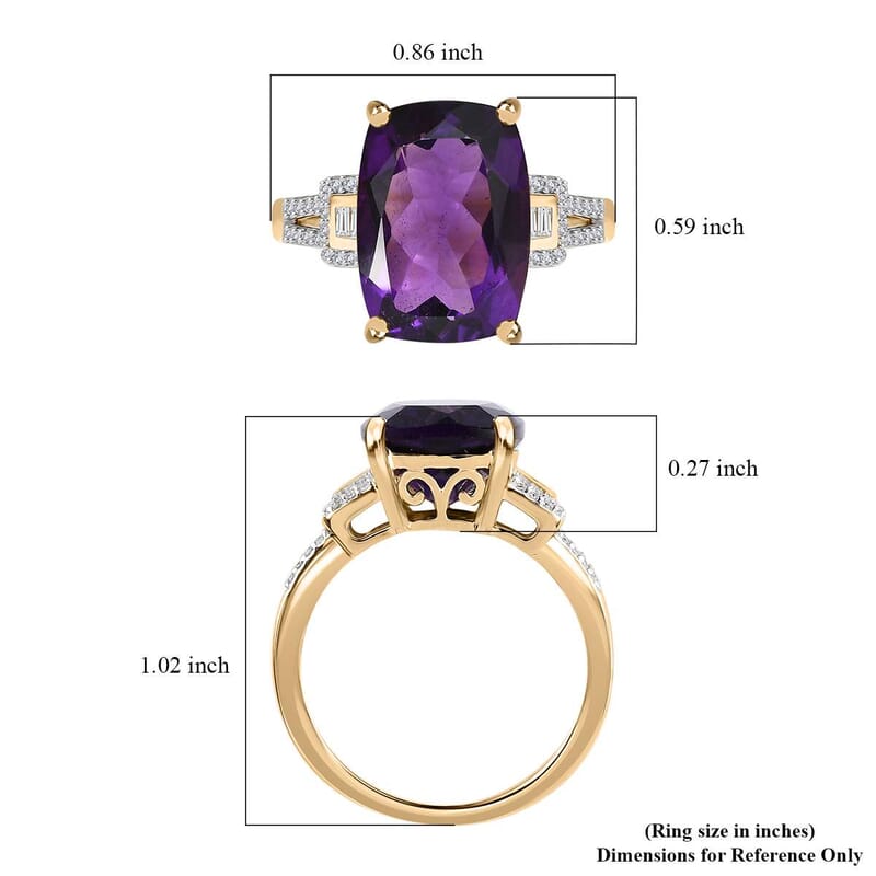 Luxoro 10K Yellow Gold AAA Zambian Amethyst and Moissanite Ring (Size 7.0) 6.70 ctw