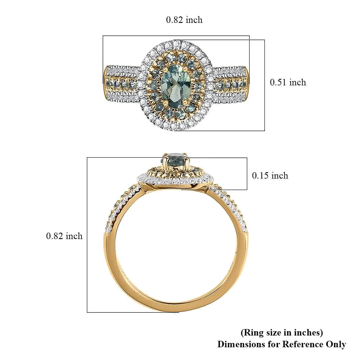 Luxoro AAA Narsipatnam Alexandrite Double Halo Ring, Moissanite Accent Ring, AAA Narsipatnam Alexandrite Ring, 10K Yellow Gold Ring, 1.50 ctw