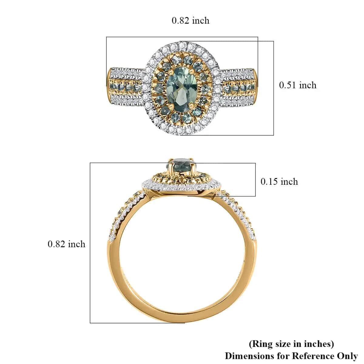 Luxoro 10K Yellow Gold AAA Narsipatnam Alexandrite and Moissanite Double Halo Ring 1.50 ctw image number 6