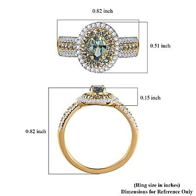 Luxoro AAA Narsipatnam Alexandrite Double Halo Ring, Moissanite Accent Ring, AAA Narsipatnam Alexandrite Ring, 10K Yellow Gold Ring, 1.50 ctw