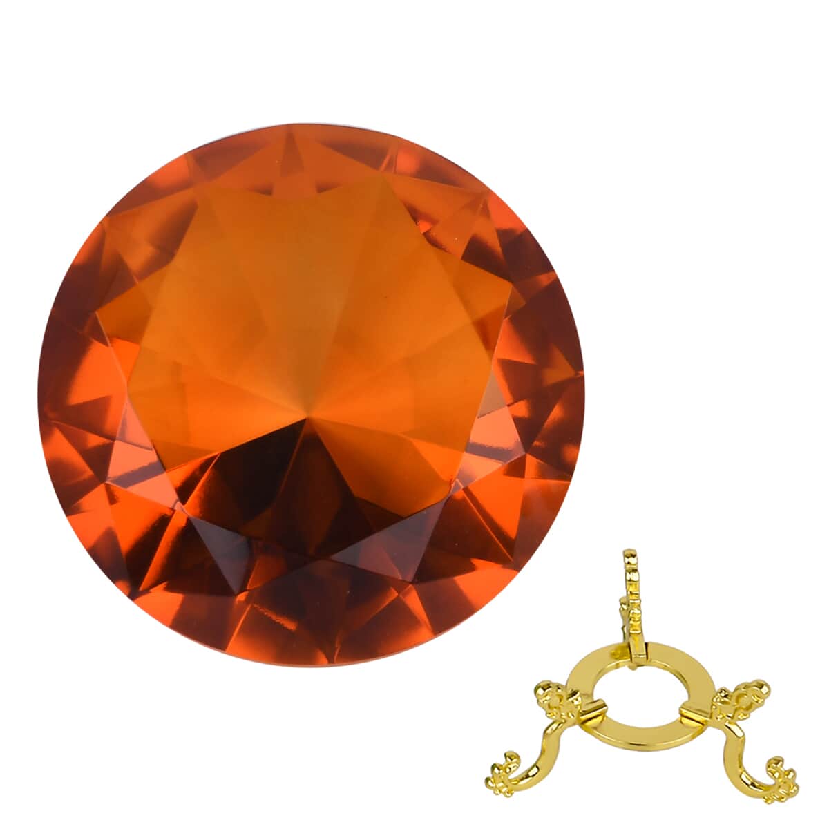 Amber Color Decorative Diamond Shaped Crystal with Stand image number 0