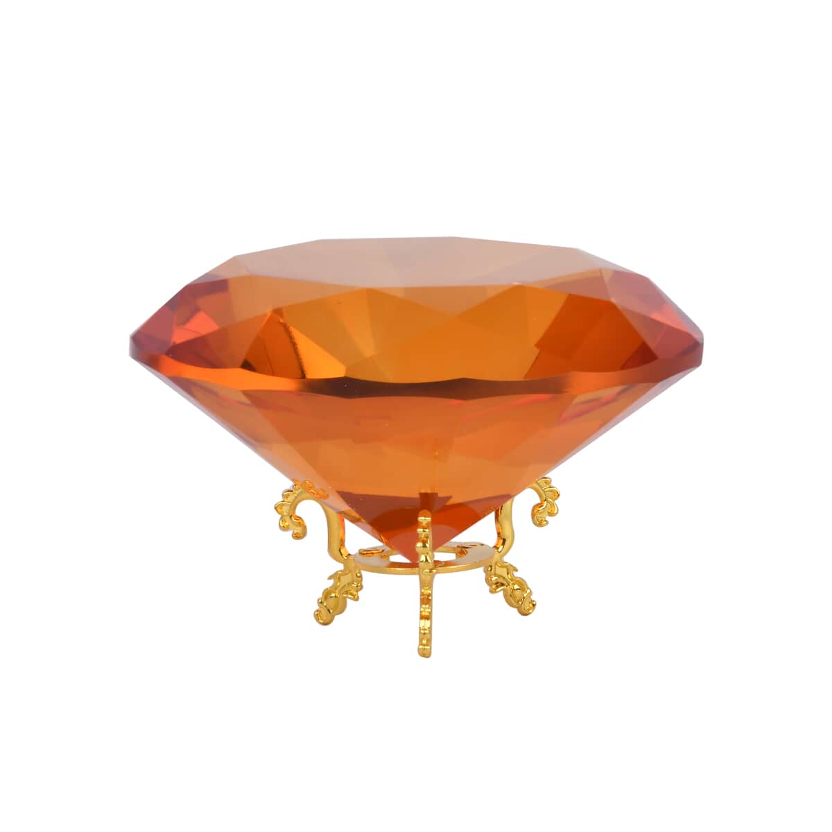 Amber Color Decorative Diamond Shaped Crystal with Stand image number 1