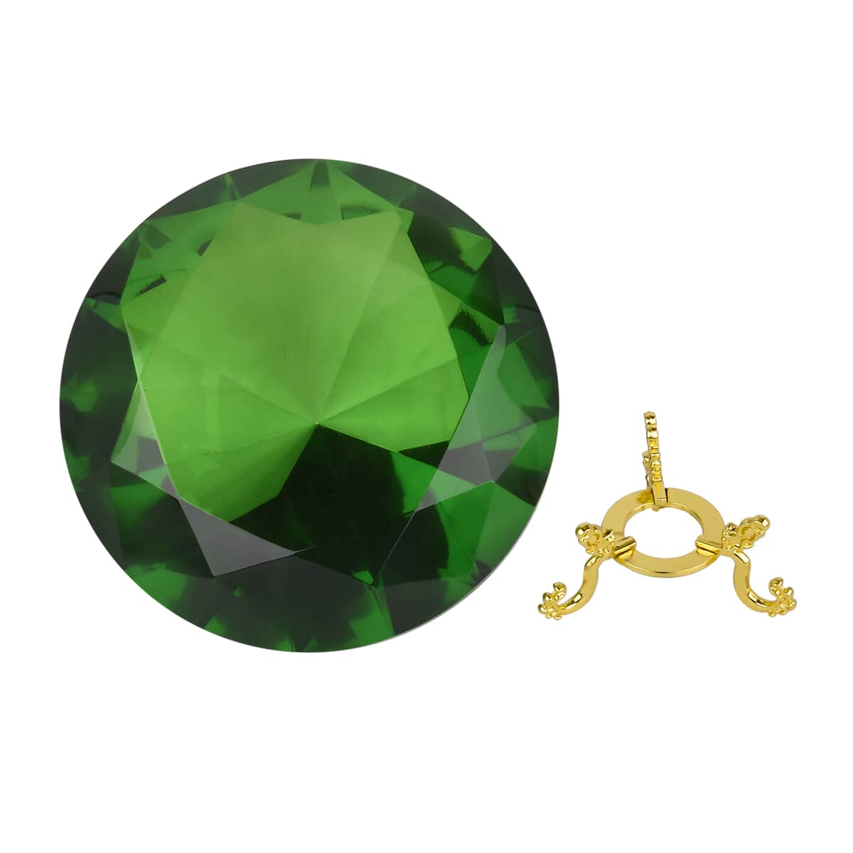 Green Decorative Diamond Shaped Crystal with Stand image number 0
