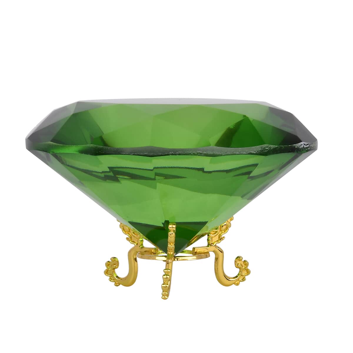 Green Decorative Diamond Shaped Crystal with Stand image number 1