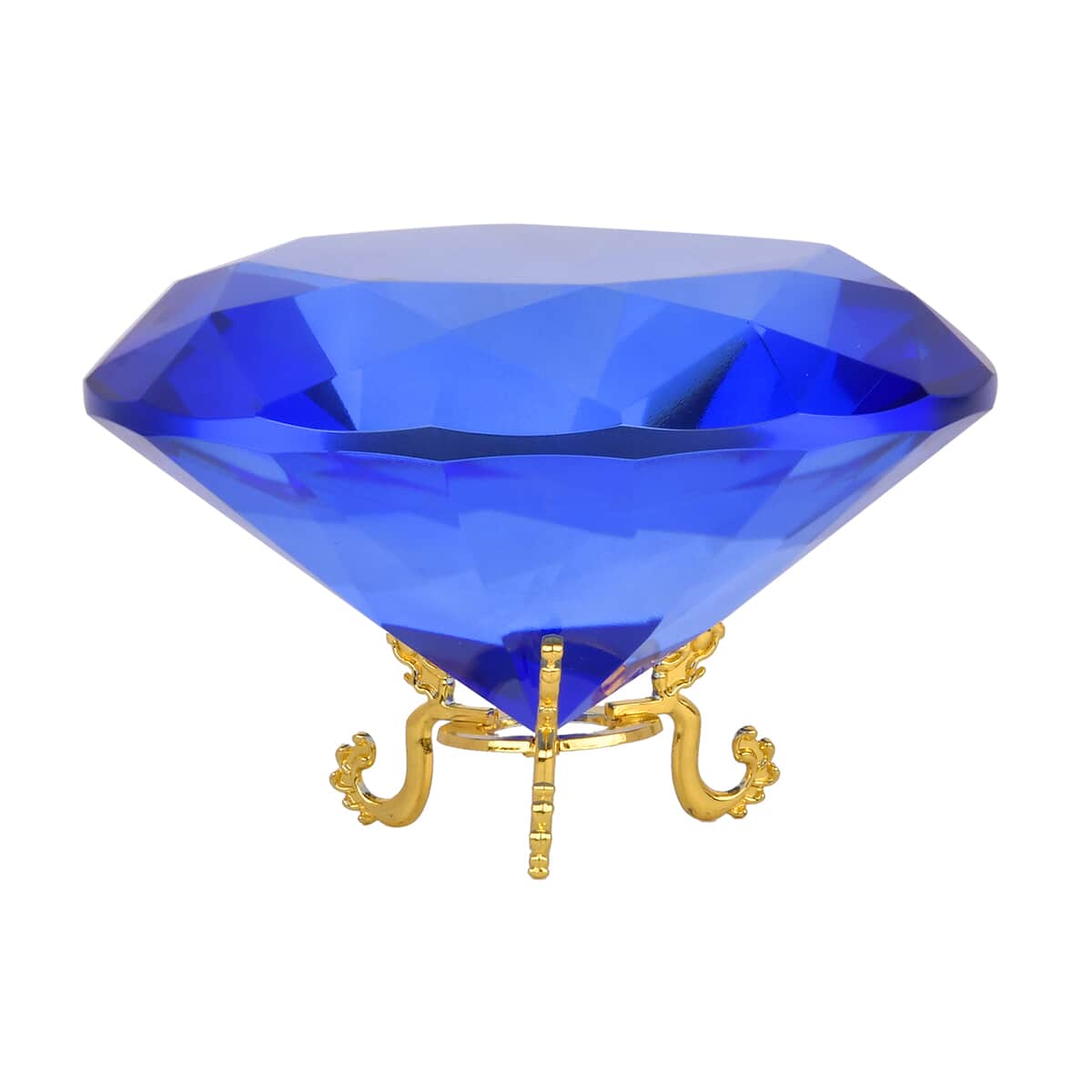 Blue Decorative Diamond Shaped Crystal with Stand image number 1