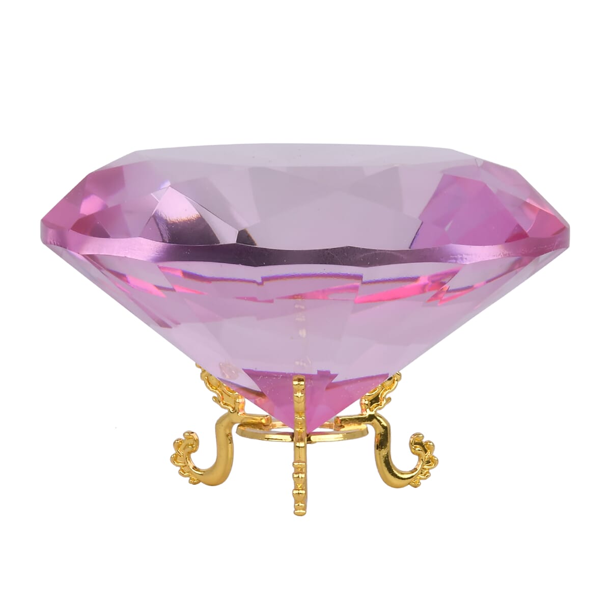 Pink Decorative Diamond Shaped Crystal with Stand image number 1