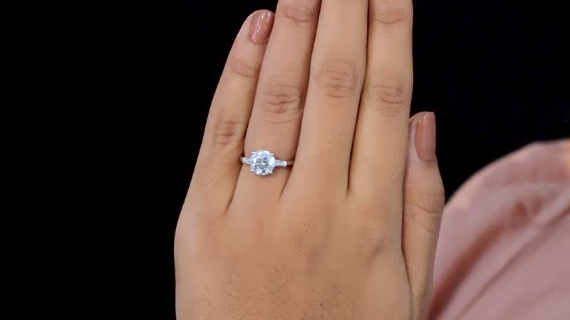 Moissanite Solitaire Ring in Platinum Over Sterling Silver 1.90 ctw