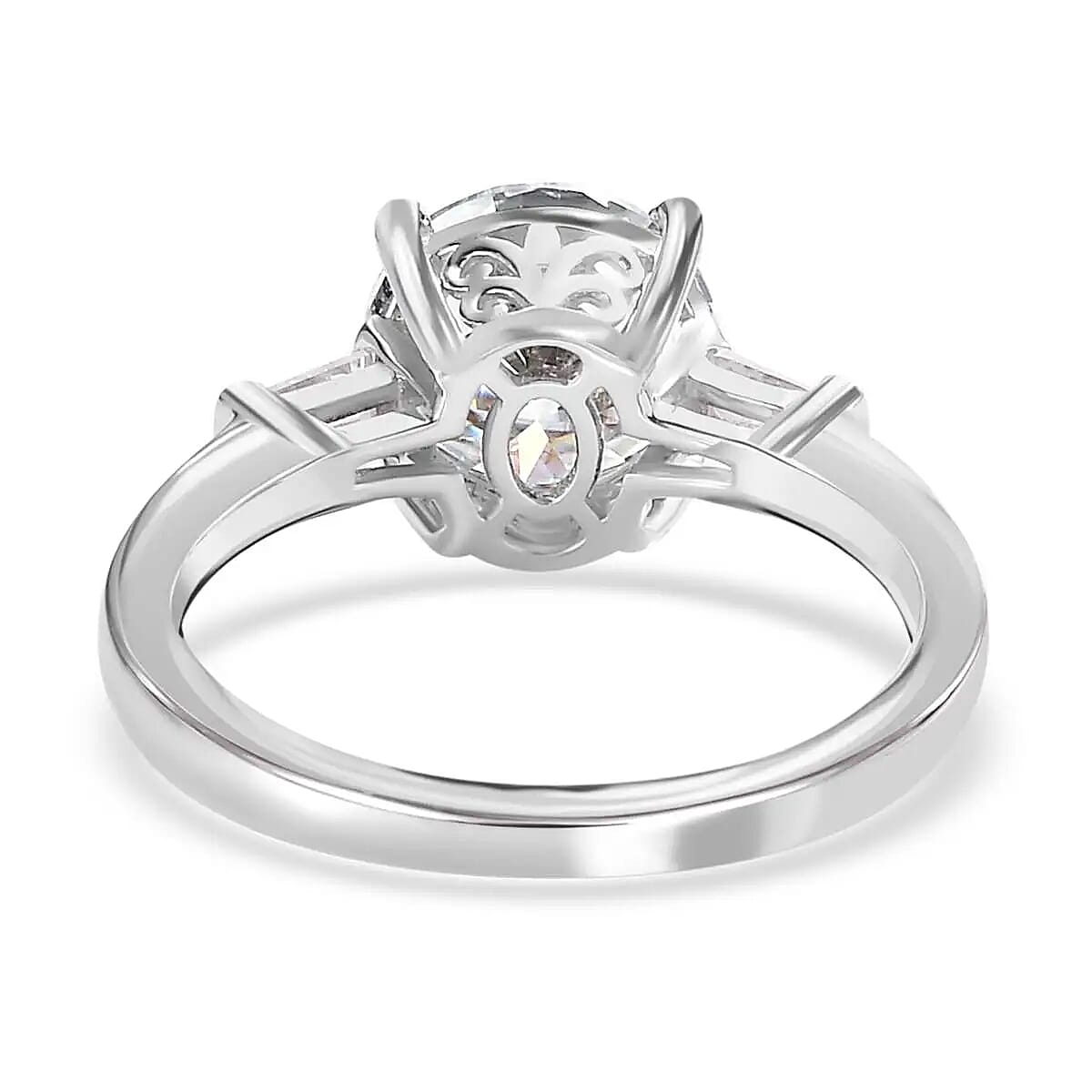 Moissanite Ring in Platinum Over Sterling Silver, Promise Rings (Size 10.0) 1.90 ctw