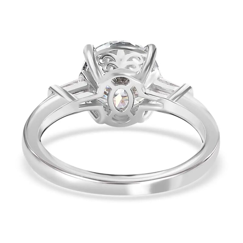 Moissanite Ring in Platinum Over Sterling Silver, Promise Rings (Size 10.0) 1.90 ctw