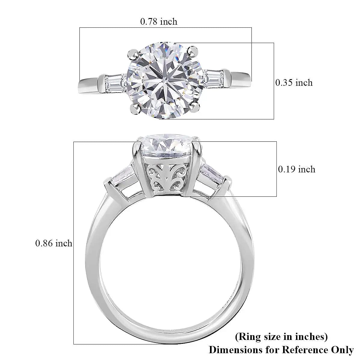 Moissanite Ring in Platinum Over Sterling Silver, Promise Rings (Size 10.0) 1.90 ctw