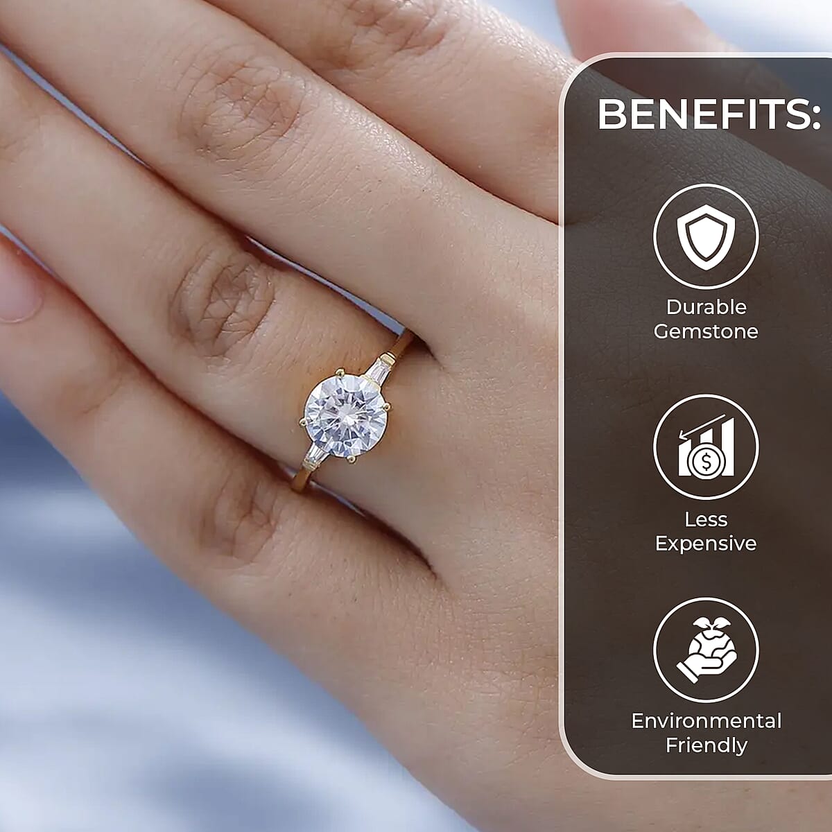 Moissanite Ring in Vermeil Yellow Gold Over Sterling Silver, Promise Rings (Size 6.0) 1.90 ctw image number 3