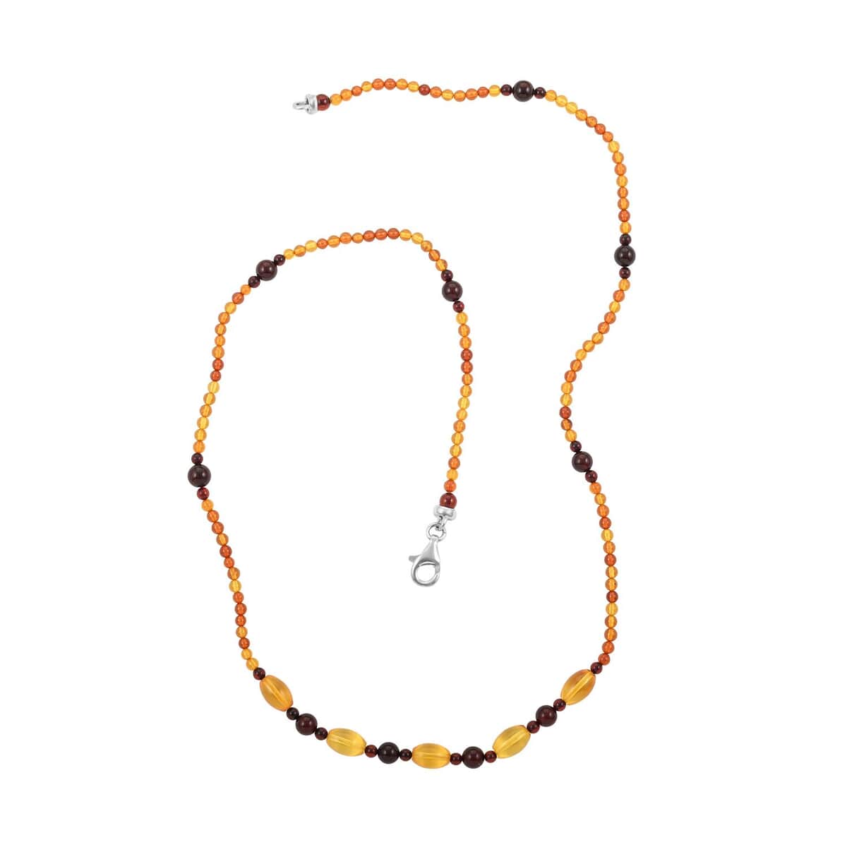 Multi Colored Amber Necklace 24 Inches in Sterling Silver image number 0