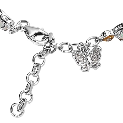 GP Italian Garden Collection Premium Ethiopian Welo Opal and White Zircon Bracelet in Vermeil YG and Platinum Over Sterling Silver (6.50 In) 4.65 ctw