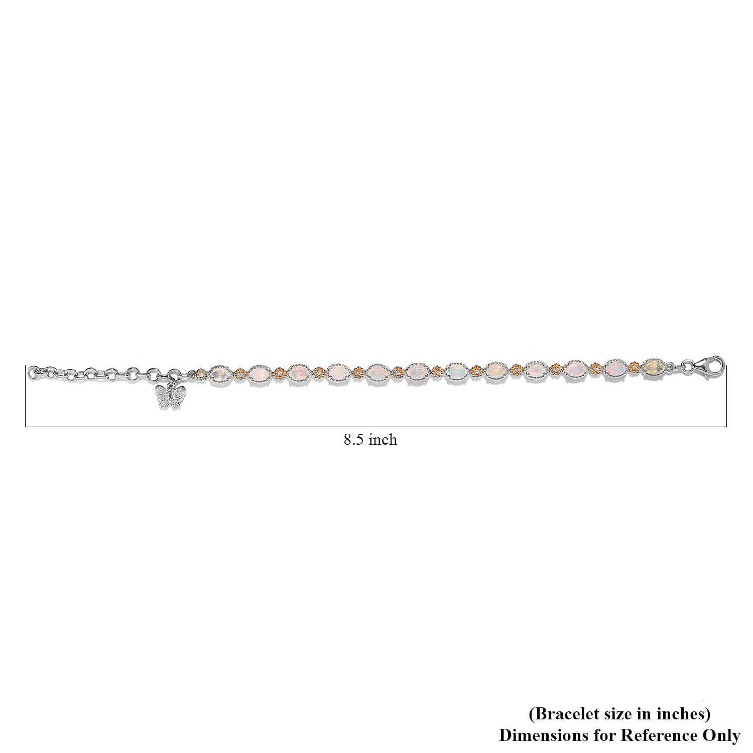 GP Italian Garden Collection Premium Ethiopian Welo Opal and White Zircon Bracelet in Vermeil YG and Platinum Over Sterling Silver (6.50 In) 4.65 ctw