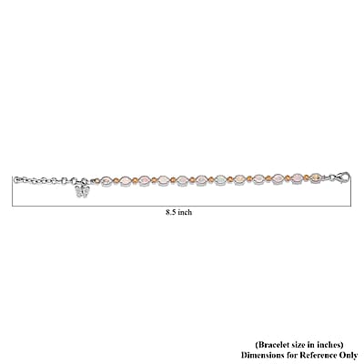 GP Italian Garden Collection Premium Ethiopian Welo Opal and White Zircon Bracelet in Vermeil YG and Platinum Over Sterling Silver (6.50 In) 4.65 ctw