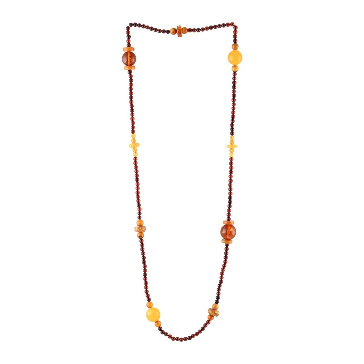 Multi Colored Amber Necklace 34 Inches in Sterling Silver image number 2