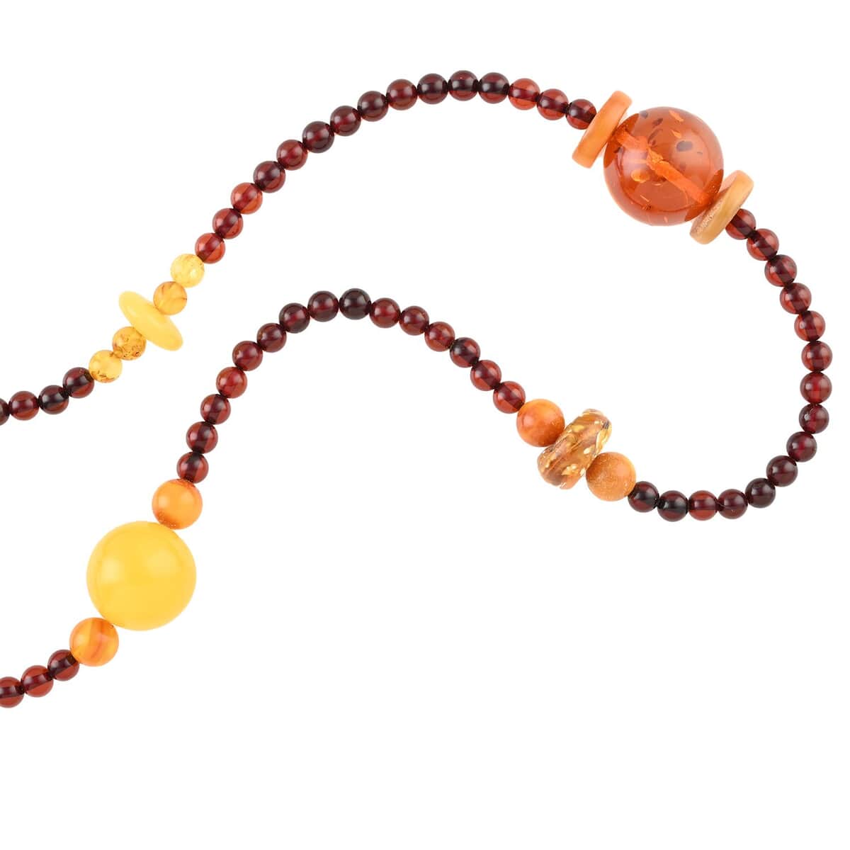 Multi Colored Amber Necklace 34 Inches in Sterling Silver image number 3