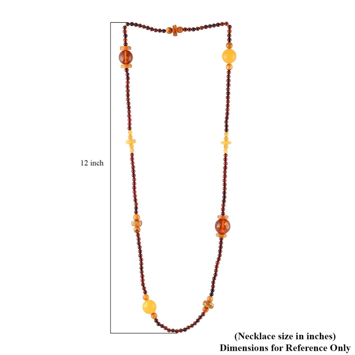 Multi Colored Amber Necklace 34 Inches in Sterling Silver image number 4