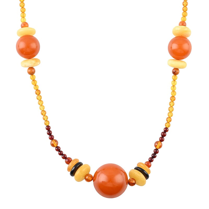 Multi Colored Amber Necklace 25 Inches