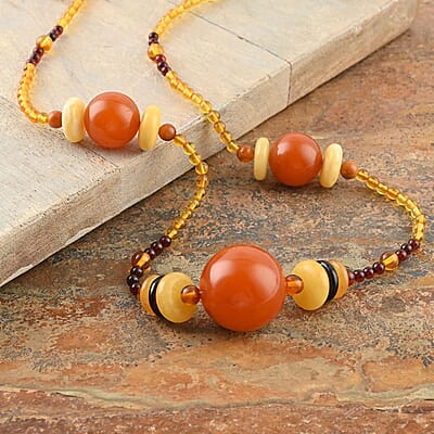Multi Colored Amber Necklace 25 Inches