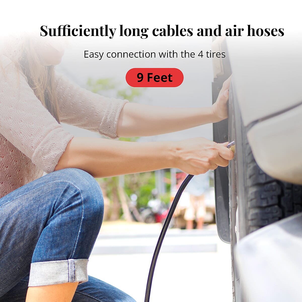 Blue Small Air Compressor Tire Inflator with Pressure Gauge Car Tire Pump image number 2