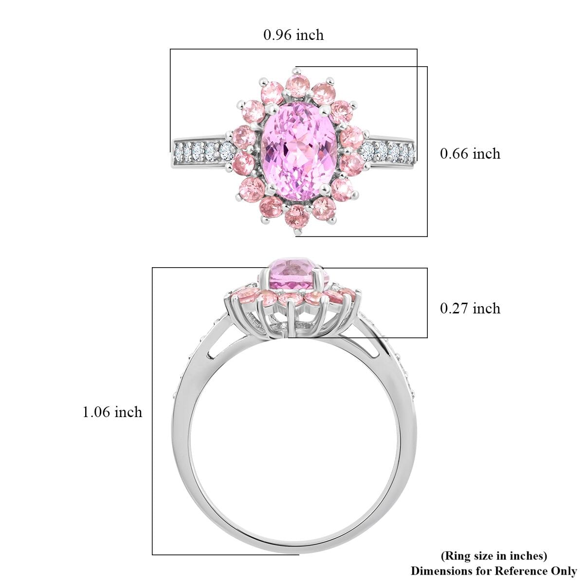 AAA Patroke Kunzite and Multi Gemstone Floral Ring in Platinum Over Sterling Silver (Size 10.0) 3.30 ctw image number 5