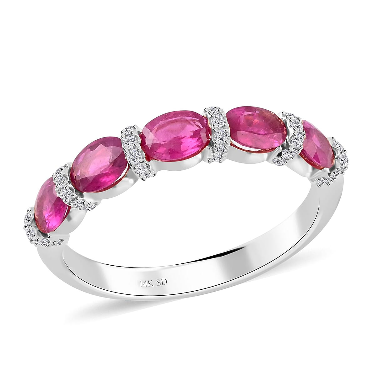 Modani 14K White Gold Mozambique Ruby and G-H I2 Diamond Ring 1.40 ctw (Del. in 10-12 Days) image number 0