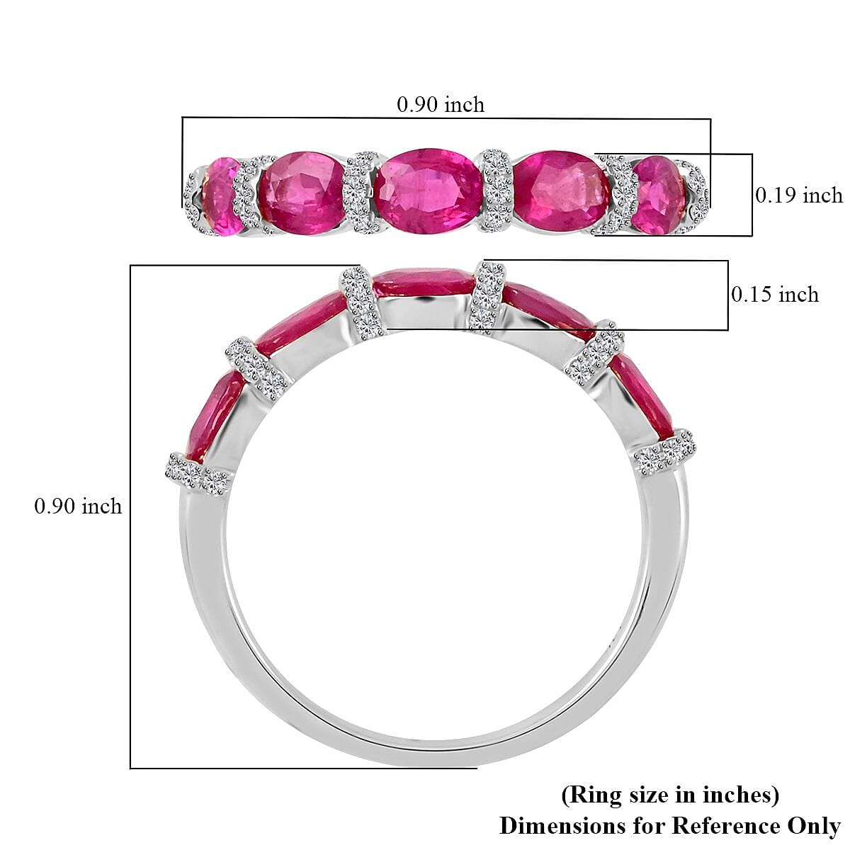 Modani 14K White Gold Mozambique Ruby and G-H I2 Diamond Ring, Promise Rings (Size 10.0) 1.40 ctw