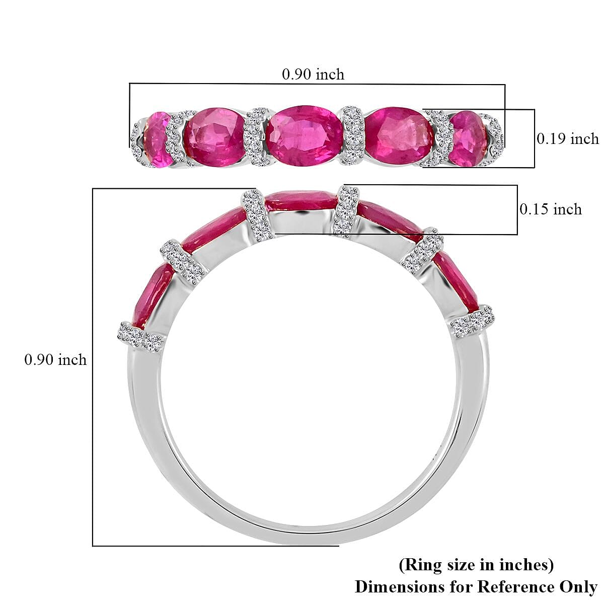 Modani 14K White Gold Montepuez Ruby and G-H I2 Diamond Ring, Promise Rings (Size 7.0) 1.40 ctw image number 4