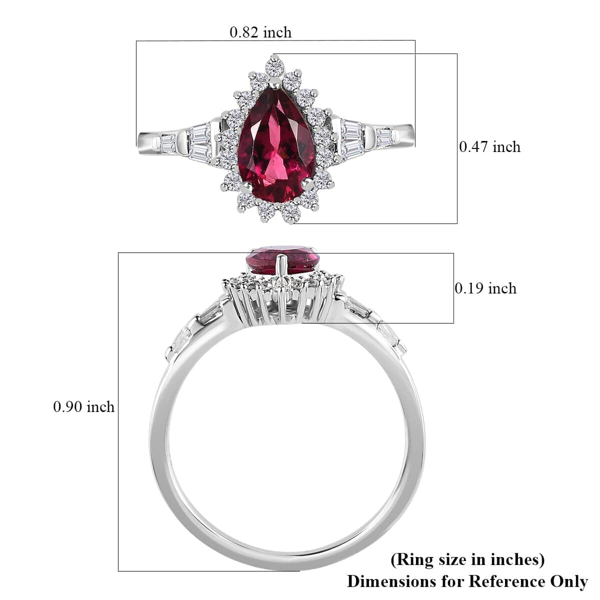 Luxoro 10K White Gold Premium Ouro Fino Rubellite, Moissanite Halo Ring (Size 6.0) 1.00 ctw image number 5