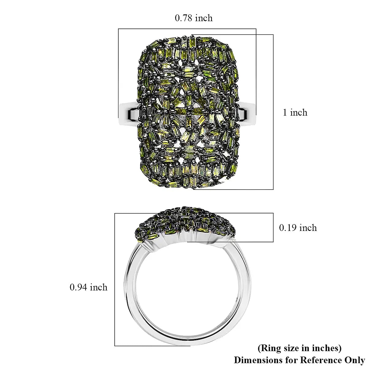 Green Diamond Cluster Ring, Green Diamond Ring, Cluster Cocktail Ring, Platinum Over Sterling Silver Ring,  Fancy Diamond Jewelry For Her 1.00 ctw image number 6