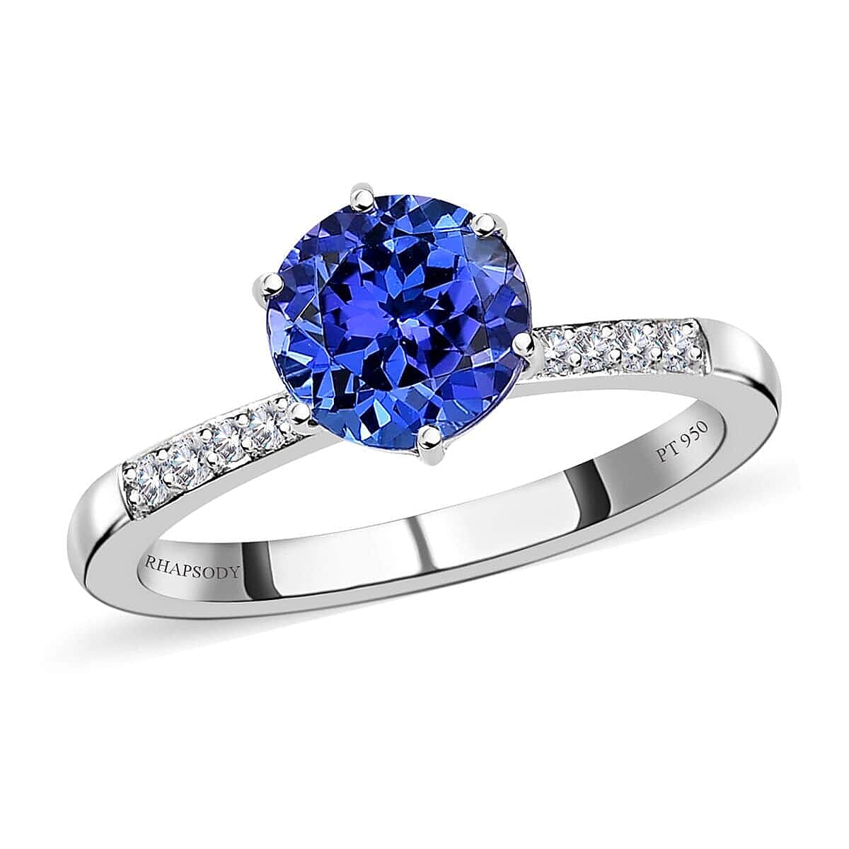 Rhapsody 950 Platinum AAAA Tanzanite and E-F VS2 Diamond Ring (Size 6.0) 4.50 Grams 2.05 ctw image number 0