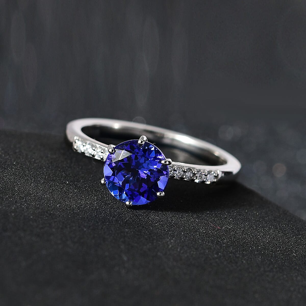 Rhapsody 950 Platinum AAAA Tanzanite and E-F VS2 Diamond Ring (Size 7.0) 4.50 Grams 2.05 ctw image number 1