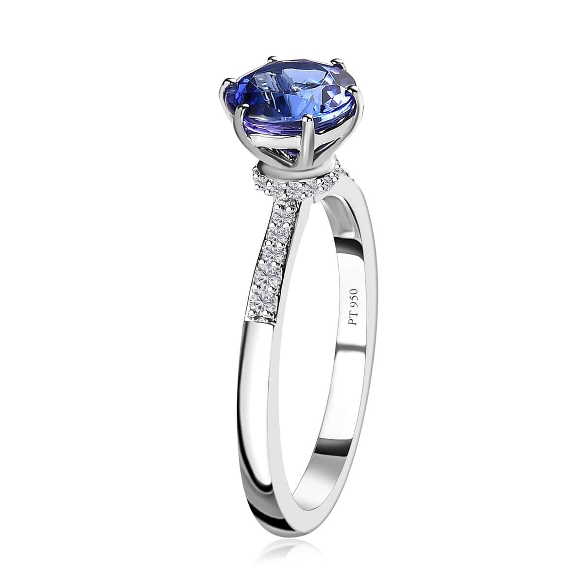 Rhapsody 950 Platinum AAAA Tanzanite and E-F VS2 Diamond Ring (Size 9.0) 4.50 Grams 2.05 ctw image number 3