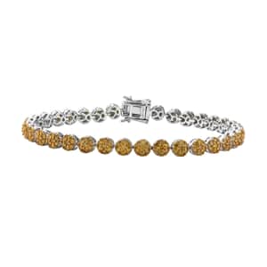 Yellow Diamond Bracelet in Platinum Over Sterling Silver (8.00 In) 5.00 ctw