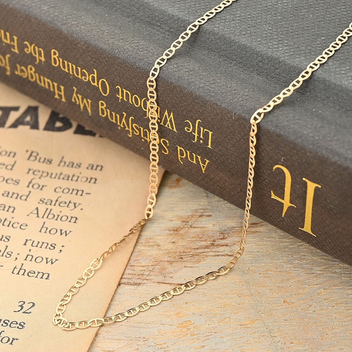 14K Yellow Gold 1.3mm Mariner Chain Necklace 18 Inches 1.10 Grams image number 1