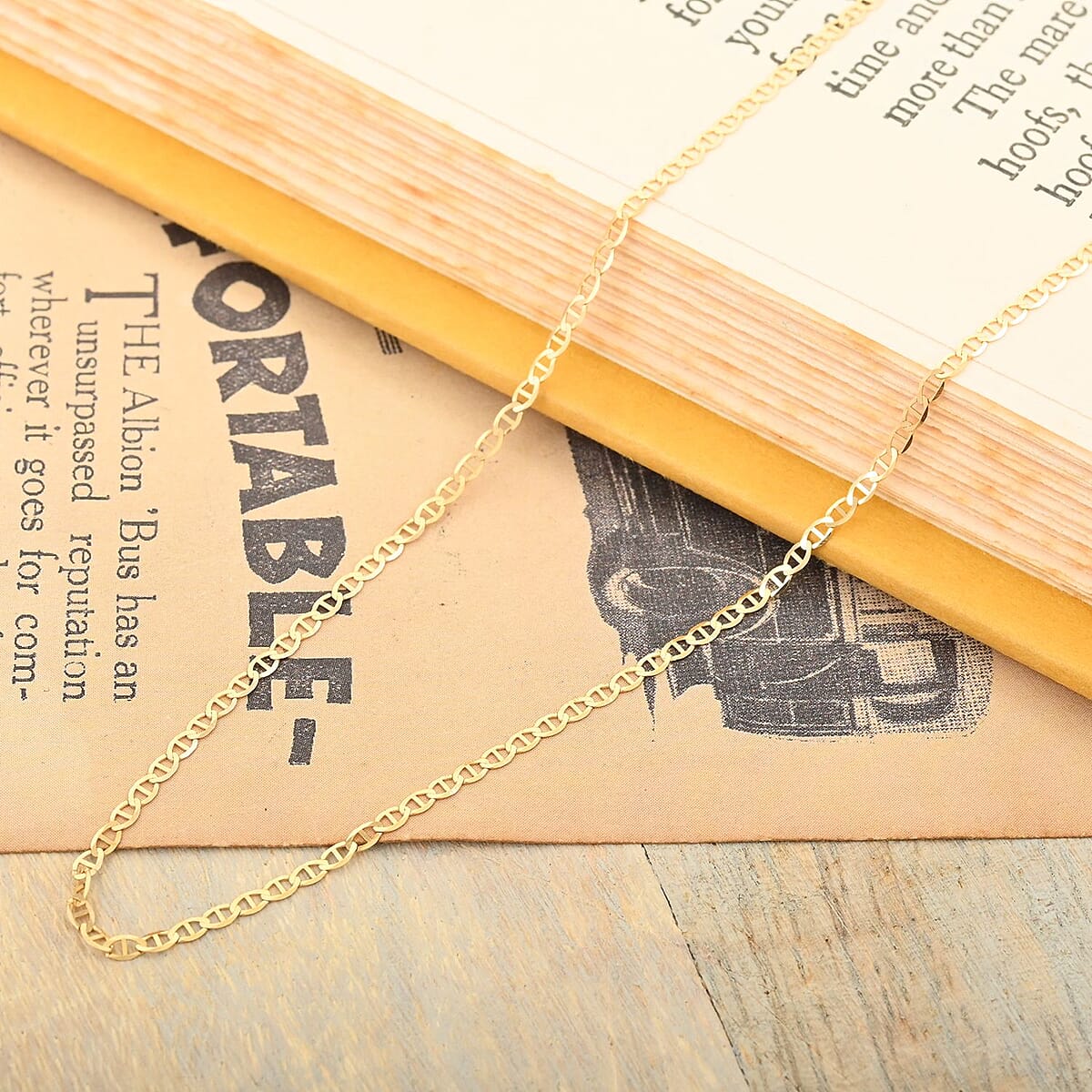 18K Yellow Gold 1.3mm Mariner Chain Necklace 18 Inches 1.20 Grams image number 1